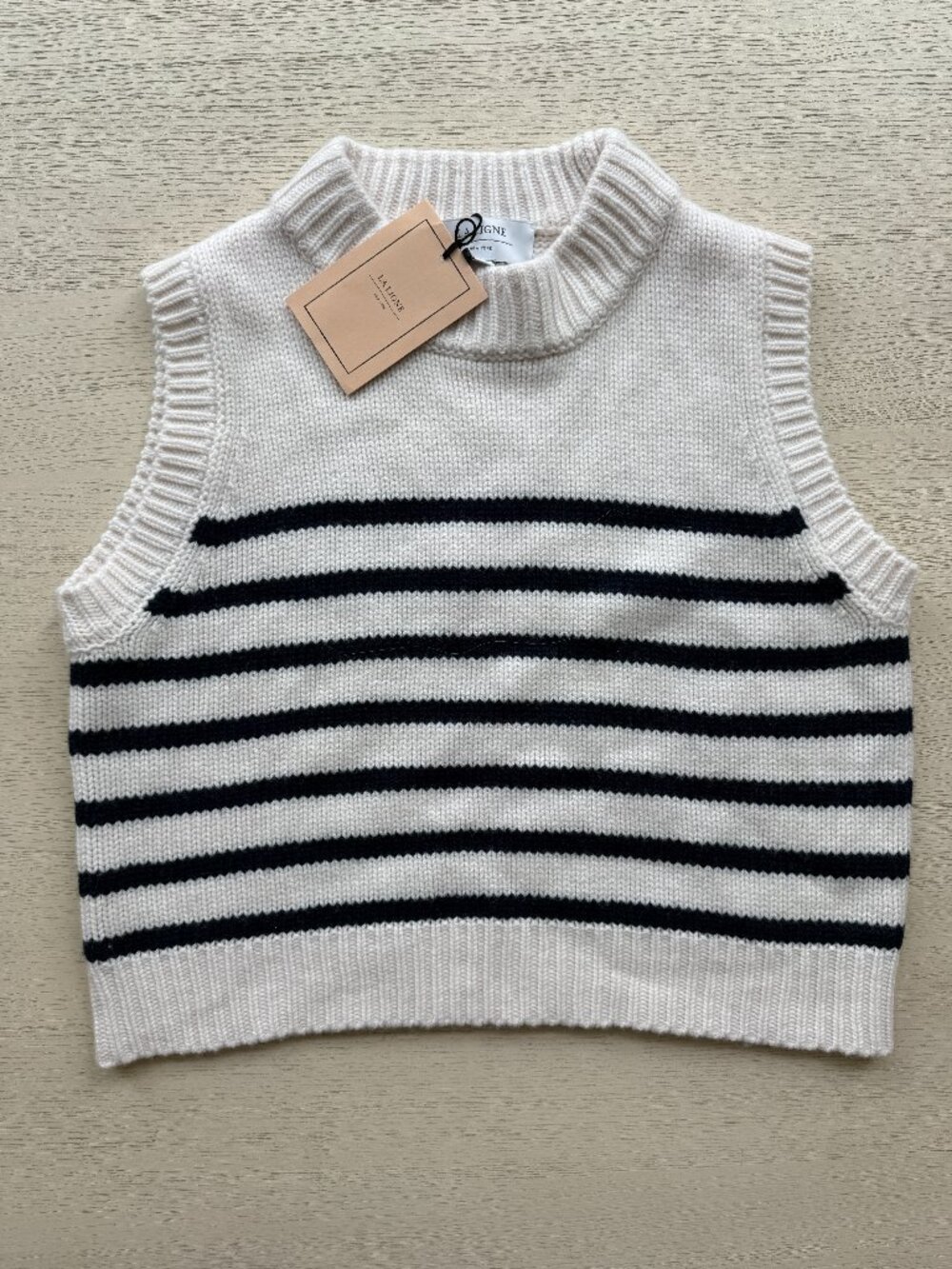 La Ligne Mini Marin Vest – Cream & Navy Stripe Knit Vest – Size M – NWT